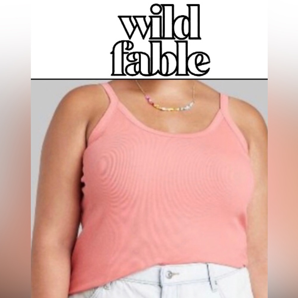 WILD FABLE Women's Slim Fit ribbed Tank Top Coral Pink size S NWT - Picture 9 of 9